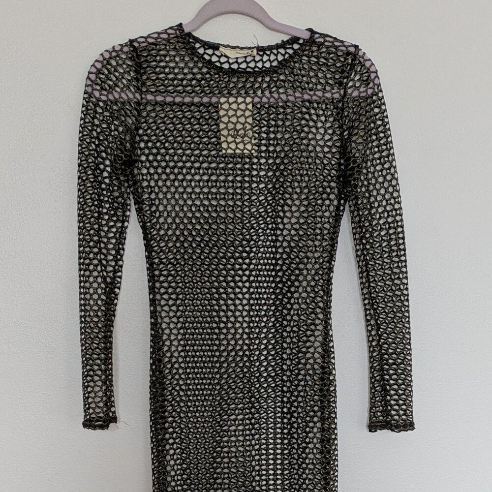 Forever Rose Couture Black & Gold Fishnet Dress - NWT